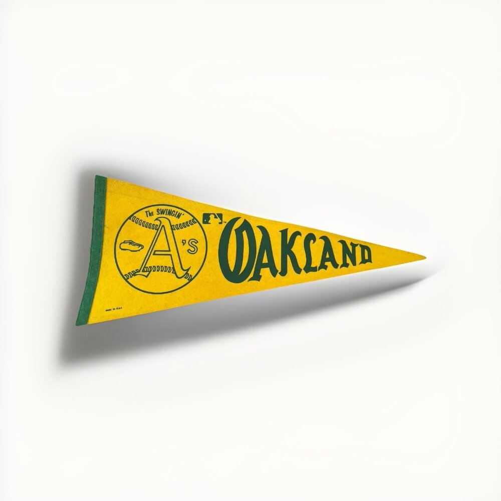 MLB Oakland A's Vintage Circa 1960's Yellow A's Team Logo Baseball Pennant